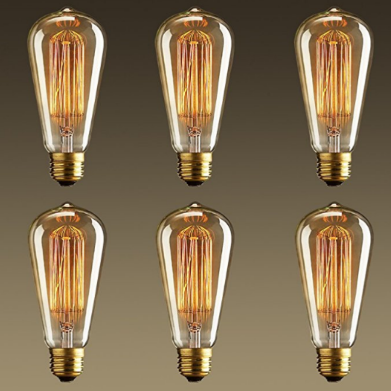 ST64 Vintage Squirrel Cage Filament Edison Bulb for Decor Lighting 6pcs/Pack