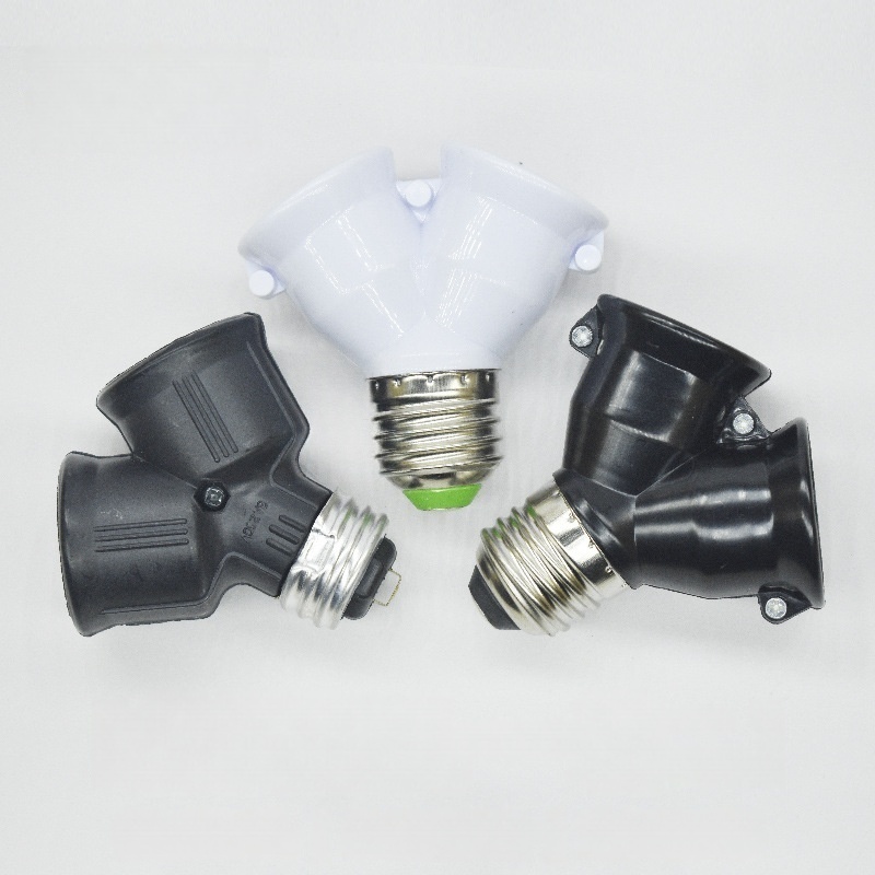 E26/E27 Plastic Lamp Socket Splitter Black/White for Multi-Bulb Lighting