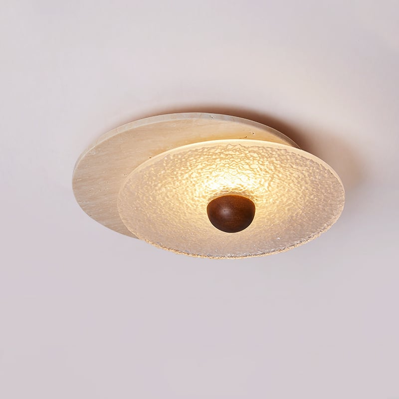 Retro French Cream Style Corridor Light Rice White Cave Stone Glass Ceiling Light Entrance Light