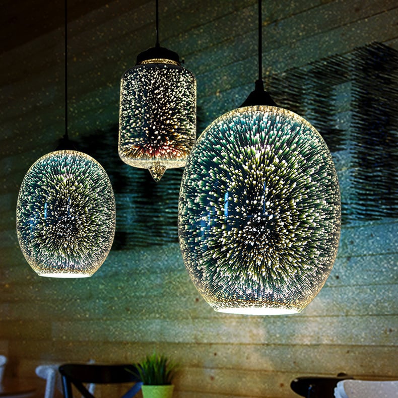 Modern 3D Stained Glass Chandelier Indoor Colorful Decoration Led Fireworks Pendant Lamps