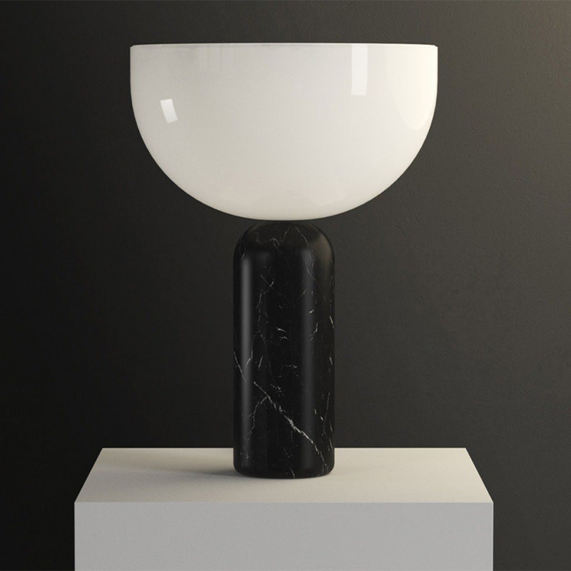 Danish Minimalist Black and White Stone Living Room Bedroom Ambiance Table Lamp