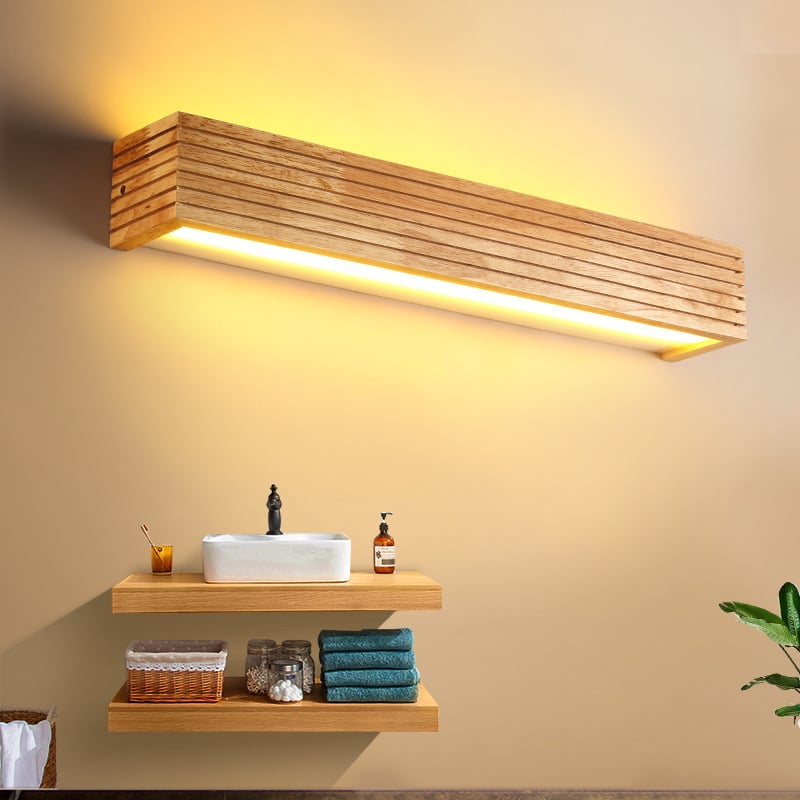 Nordic Modern Simple Natural Wood LED Scone for Bedroom Bedside Corridor