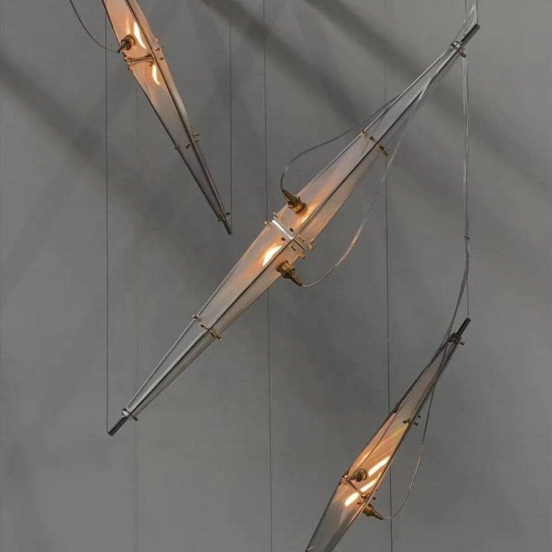 Modern and Simple Restaurant Chandelier Industrial-style Loft Staircase Bar Counter Glass Hanging Lamp
