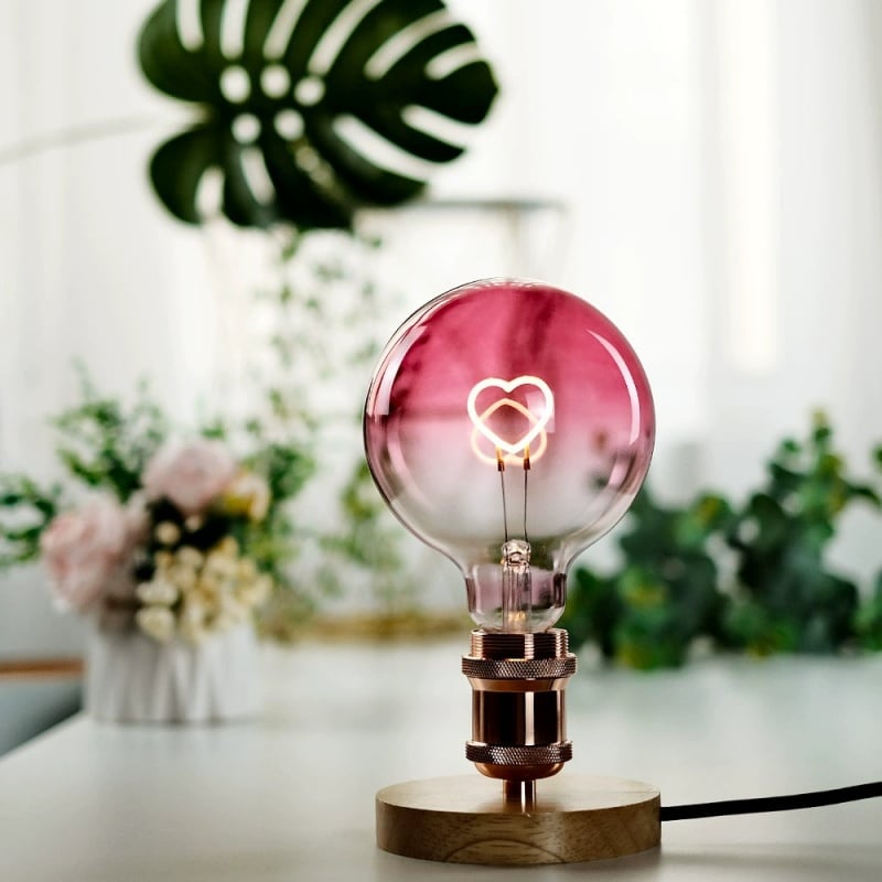 G125 Romantic Gradient Pink Heart Bulb Retro Dimmable Light Bulb
