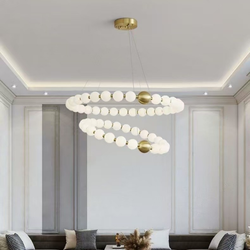 French Cream-Style Pearl Necklace Pendant Light for Hotel Home Indoor Decor Lighting