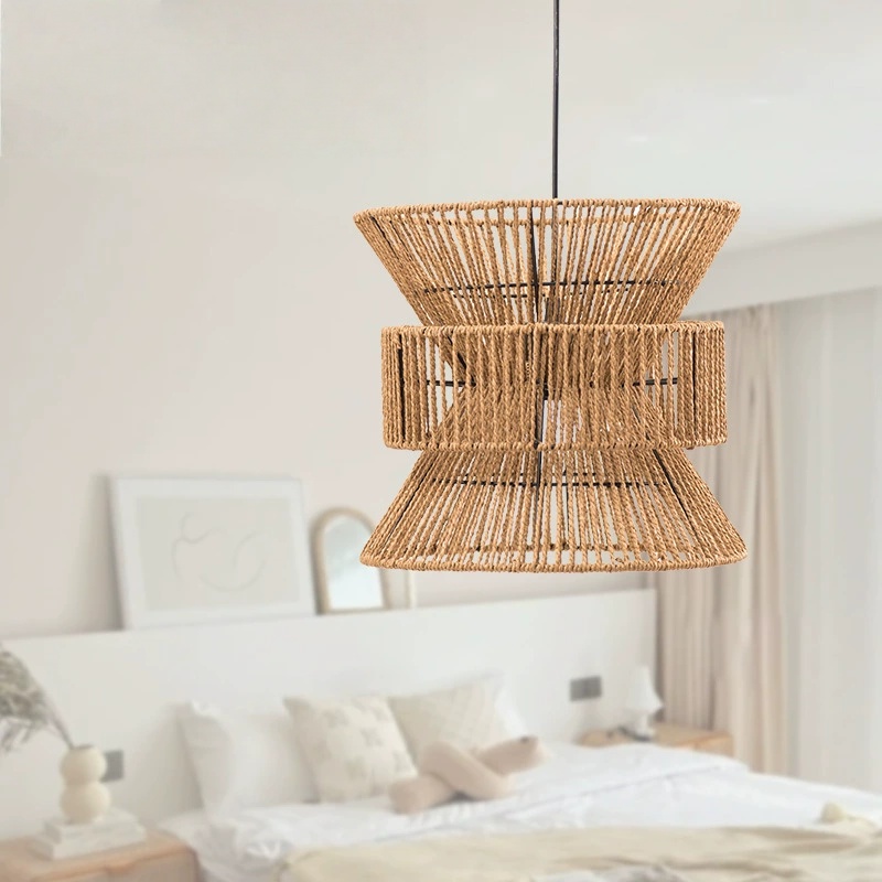 Waist-drum Shaped Handwoven Paper Lampshade DIY Accessories for Hanging Lamp