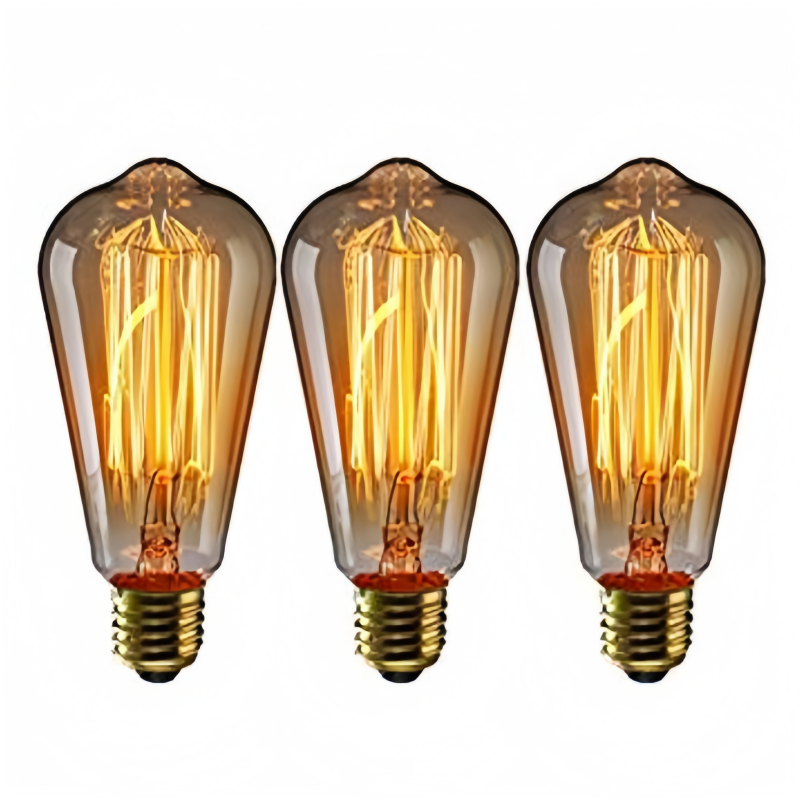 ST64 Vintage Squirrel Cage Filament Edison Bulb for Decor Lighting 3pcs/Pack