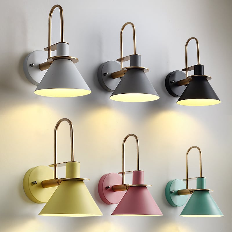 High Quality Loft Black White Green Metal Lampshade Indoor Wall Lamps for Home Decorative