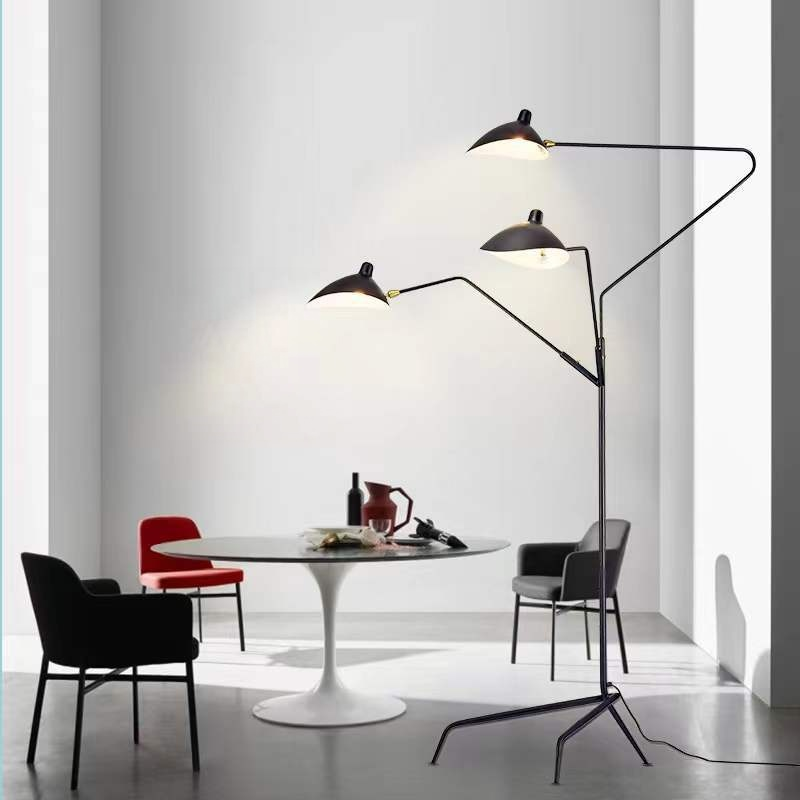 Adjustable 3-head Black Metal LED Floor Lamp for Living Room Study Bedroom Decor