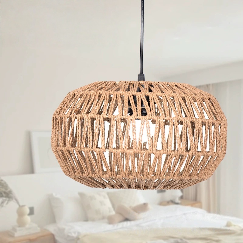 Chinese-style Handwoven Rattan Lampshade Lantern Shaped DIY Lampshade