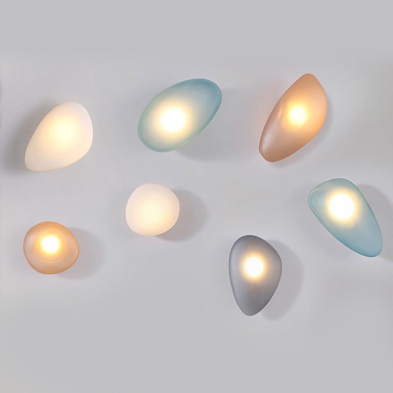 Home Decor Glass Wall Lamp Colored Pebble Shape Led Wall Lamp for Living Room Hotel Bedroom