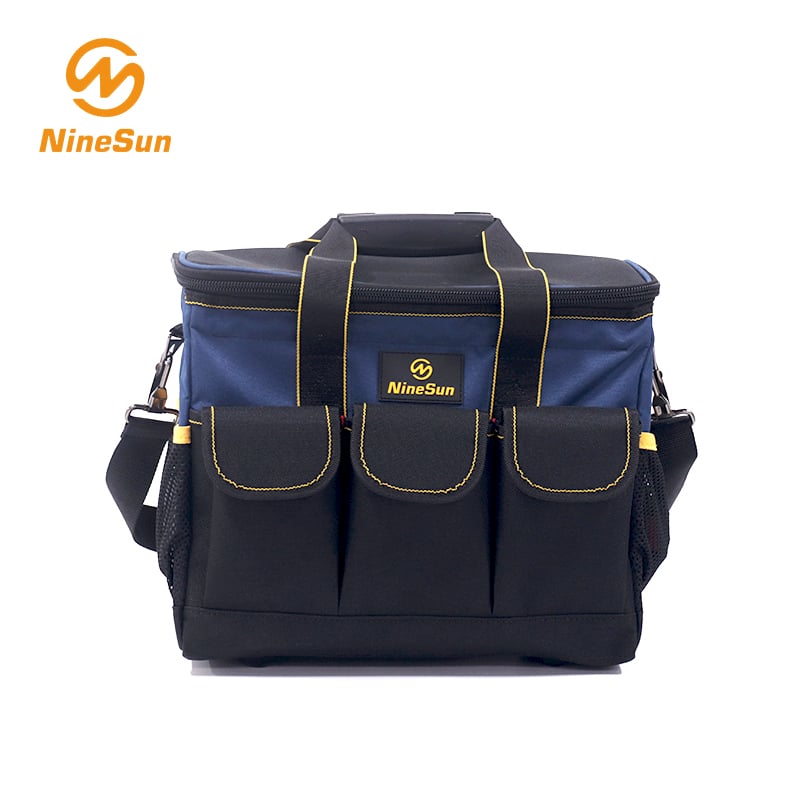 Tool Tote Bag TB-110-NL-BK.BU in Nylon Black Blue with Shoulder Strap and Rubber Feet
