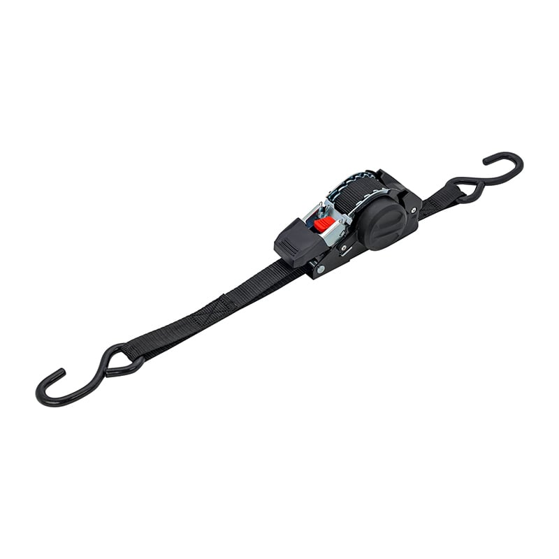 Retractable Ratchet Tie Down Straps 1 x 10' – 1,500 lbs Break Strength, 500 lbs WLL, Self-Retracting Auto Wind Up Straps with Hooks for Boat Trailer, Motorcycle & Cargo