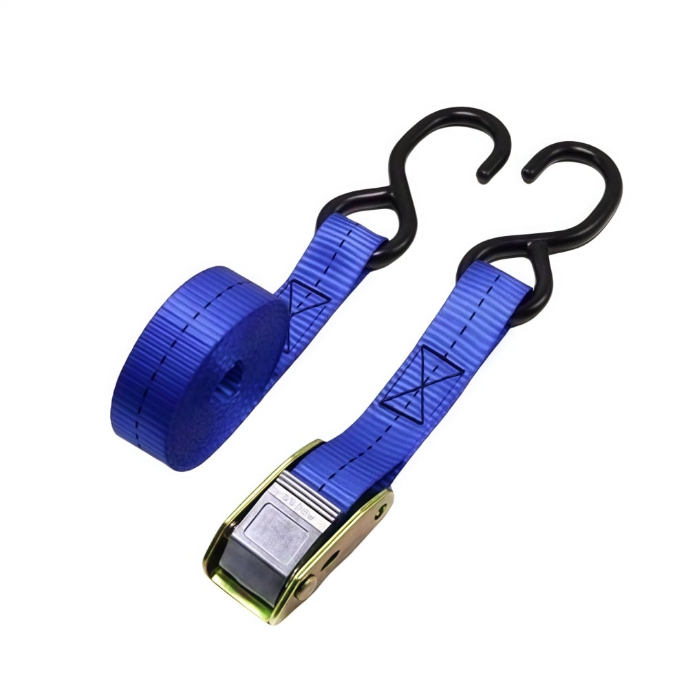 1 (25mm) X 10' (3m) Polyester Steel End Fittings S-Hook Cam Buckle Tie Strap 900 Lbs (408kg) Break Strength for Kayak, Cargo, Luggage, Bicycles,Truck, Car Roof Rack, Moving