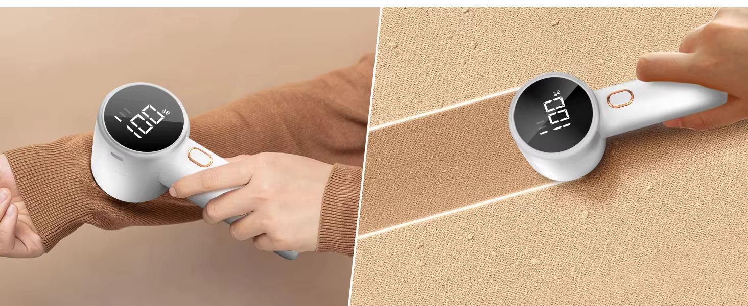 2026 fabric shaver rechargeable lint remover with 3 speeds 6 leaf blades 1200mah digital led display remove pilling for clothes-4