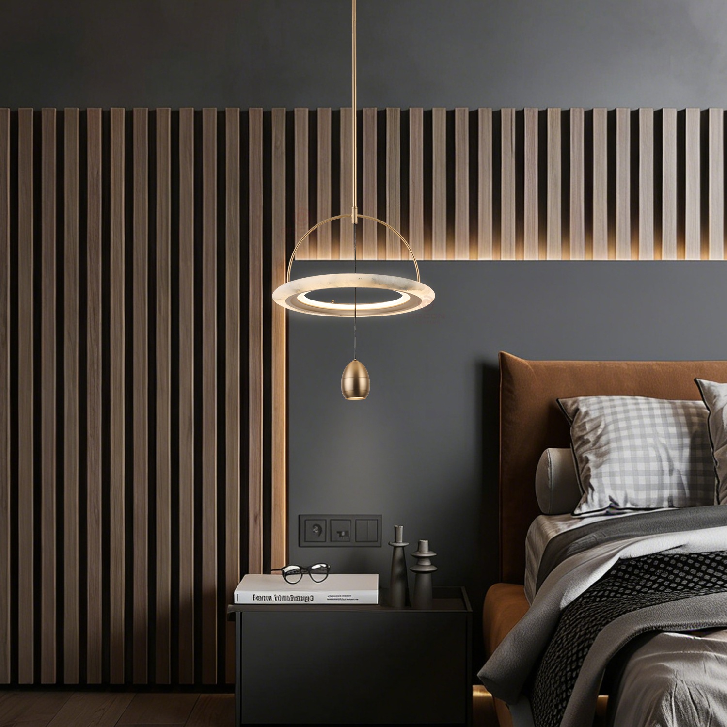Modernong Minimalistang Ring LED Pendant Light, Brushed Gold / Matte Bronze na Metal na Frame na may Frosted Acrylic Diffuser, 220V Suspension Pendant Light para sa Dining Room, Living Room, at Kitchen Island