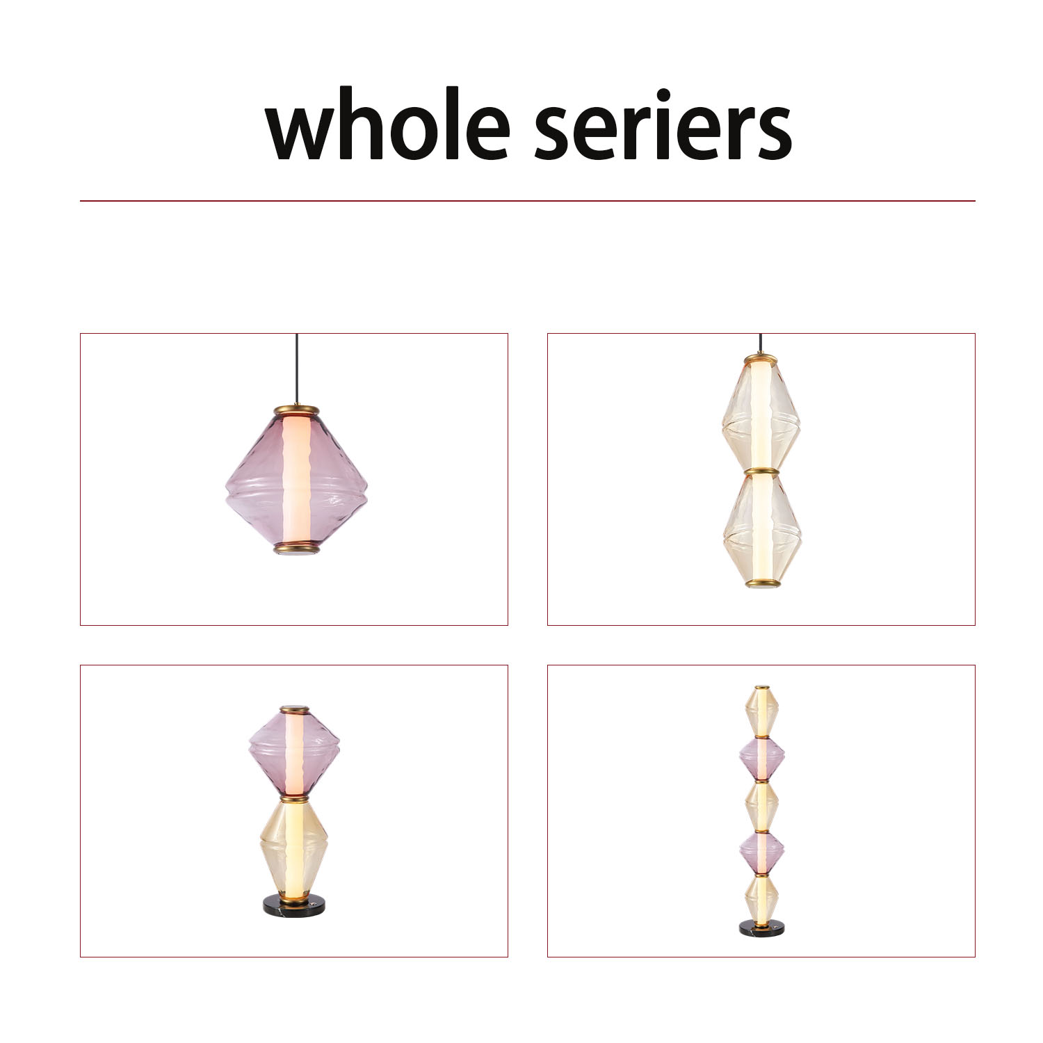 Lampe sur pied contemporaine et artistique à colonne en cristal à 5 niveaux, avec anneaux métalliques dorés et abat-jours en verre géométrique taillé transparent et violet alternés, lampe sur pied 220 V pour salon, chambre à coucher, hôtel ou salon