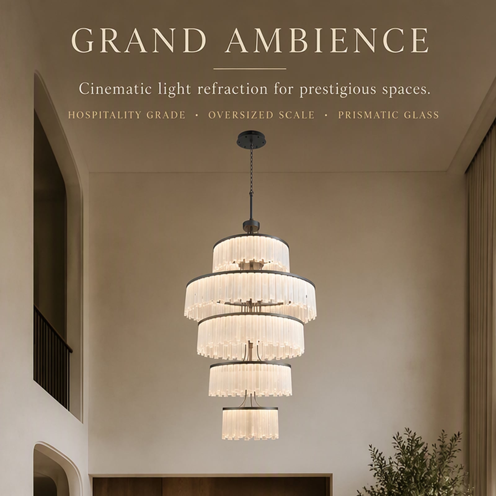 Modern Tiered Cylindrical Pendant Chandelier with Dark Metal Frame and Translucent Warm White Shades, Multi-Layer Hanging Ceiling Light for Dining Room Living Room Hotel Lobby