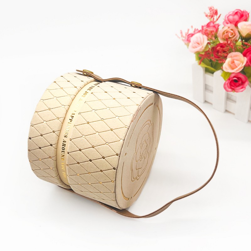 Luxury Recycled Paper Tube Packaging Custom Flat Top & Bottom Gift Box with Handle