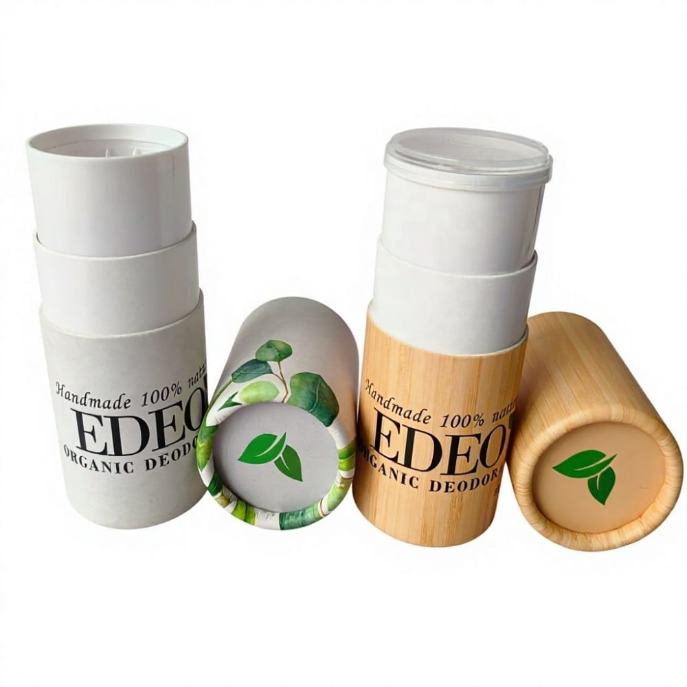 Customized Cylinder Tube Compostable Deodorant Packaging Twist up Paper Lip Balm Tube