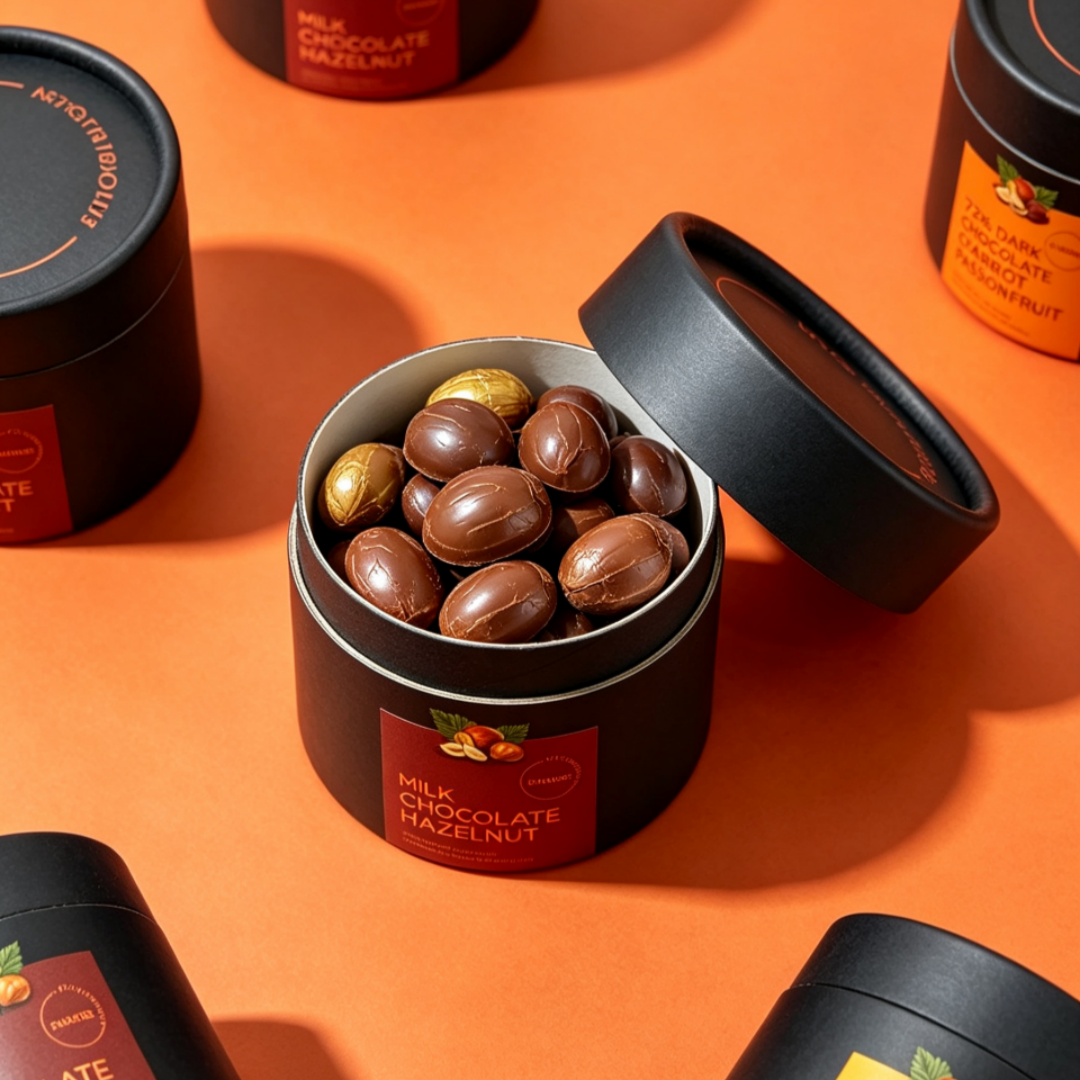 Premium Chocolate Paper Tube Food Packaging Kraft Cylinder Gift Box for Candy Confectionery and Chocolate Brands