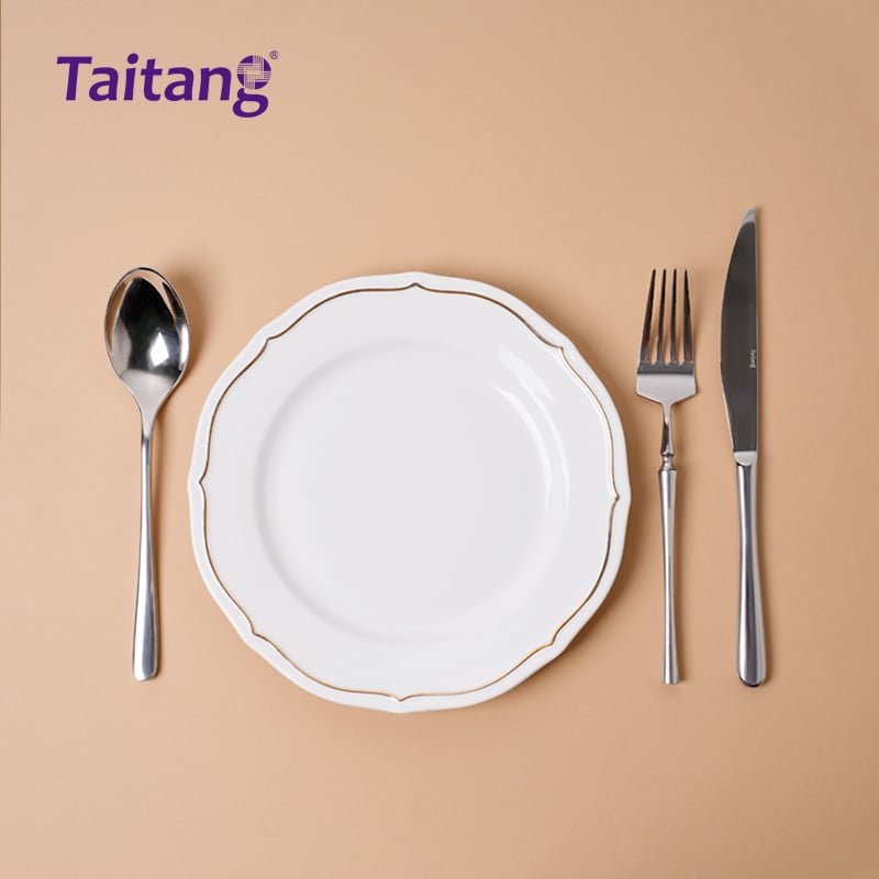 Floral Gold Rim Porcelain Dinnerware Collections White Porcelain Tableware Set for 5-Star Hotels & Formal Dining