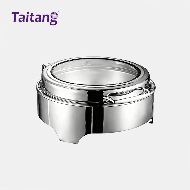 Stainless Steel Food Warmer Buffet Commercial Chafing Dishes with Glass Vision Lid for Banquets