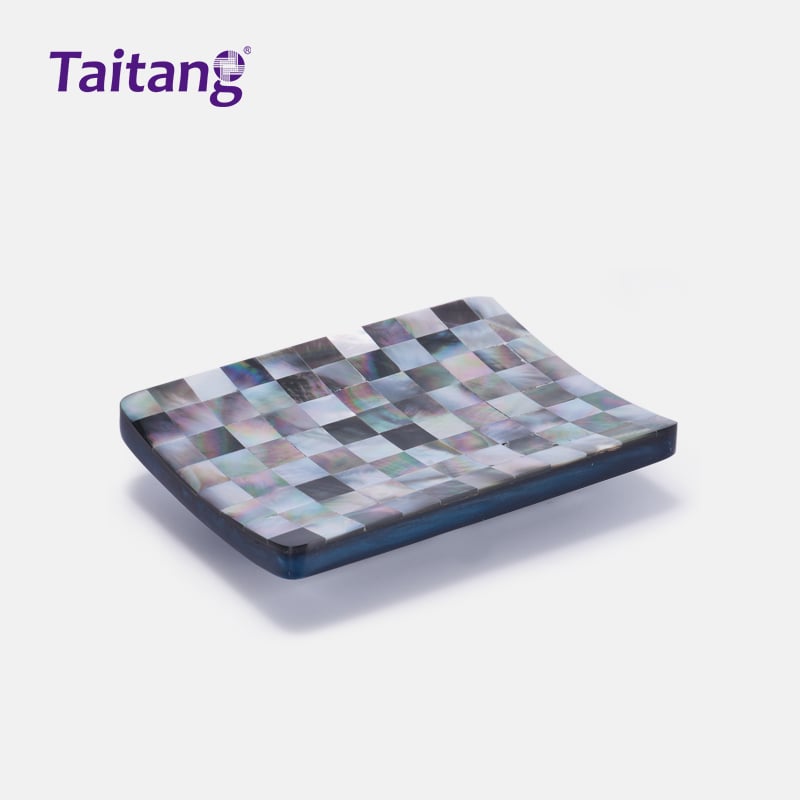 Eco-Resin Hotel Trays and Bathroom Accessories Set Ocean Pearl Room Service Tray for Boutique Hotels