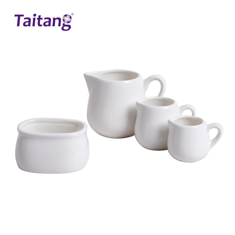 Ceramic Milk Cream Jug and Sugar Bowl Set Bulk Porcelain Coffee Service Accessories