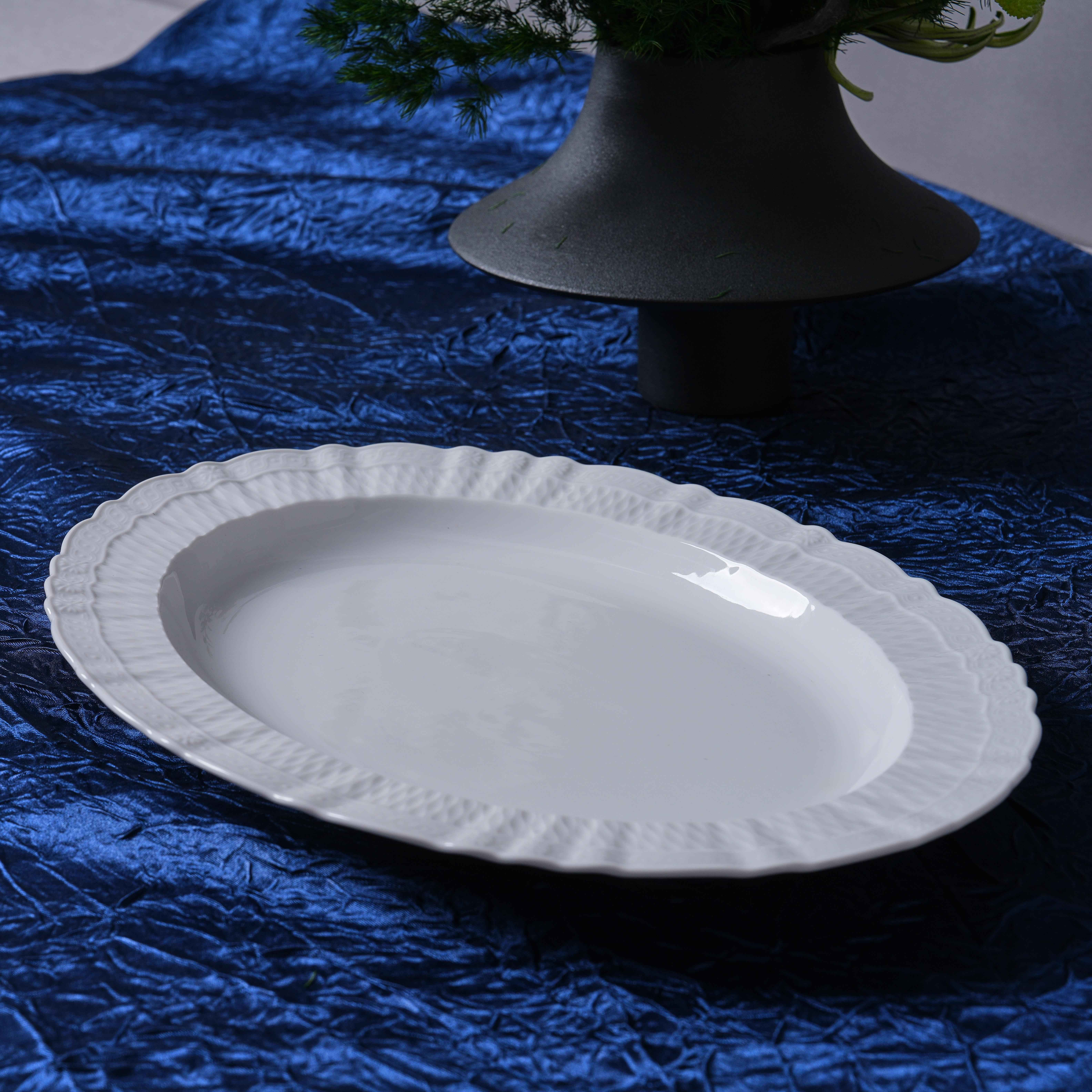 Mynsturprentað hvítt porcelænborðfötu-setti, háþrýst, fyrir viðskipta- og heimilisnotkun, í hótelmyndun