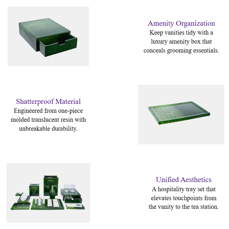 Glacier Green Translucent Resin Hotel Amenity Tray & Room Accessories Set.png