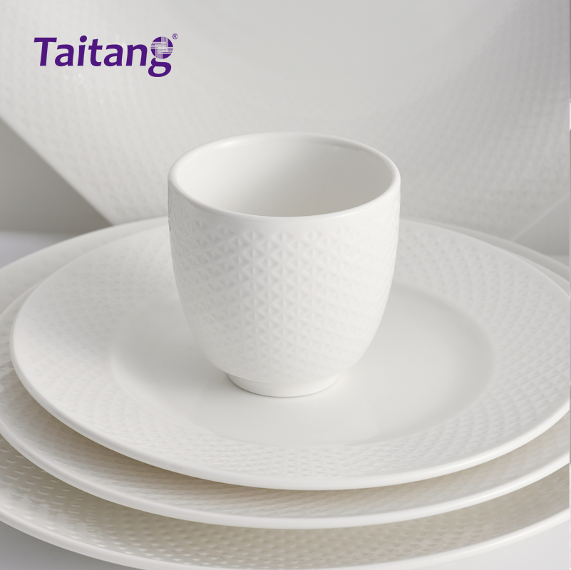 Lattice Porcelain Dinnerware Collection Elegant White Ceramic Tableware for Luxury Hotels & Restaurants