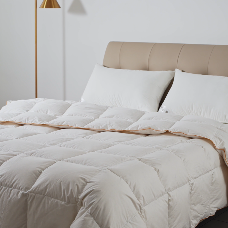 Taitang luxury hotel goose down duvet insert and crisp white four-piece bed linen set.png
