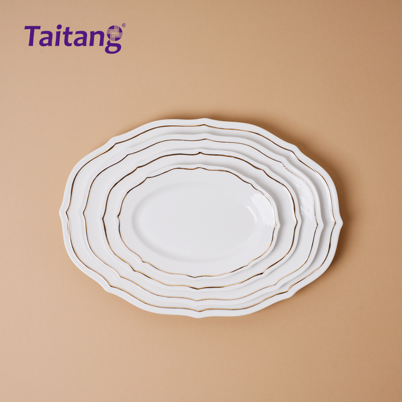 Floral Gold Rim Porcelain Dinnerware Collections White Porcelain Tableware Set for 5-Star Hotels & Formal Dining