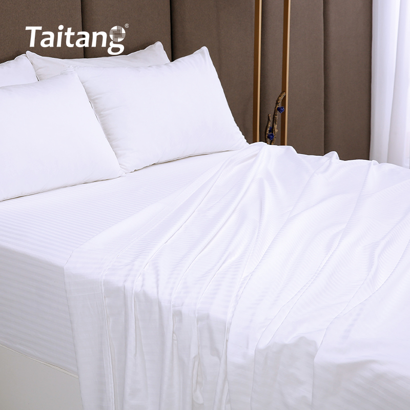 Cotton Satin 1cm Stripe Flat Sheet Luxury Hotel Bed Linen & Suite Bedding Wholesale