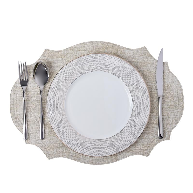 Scalloped Hotel Placemat 32x45cm Off-White European Style Table Mat Commercial Catering Supplies Wholesale