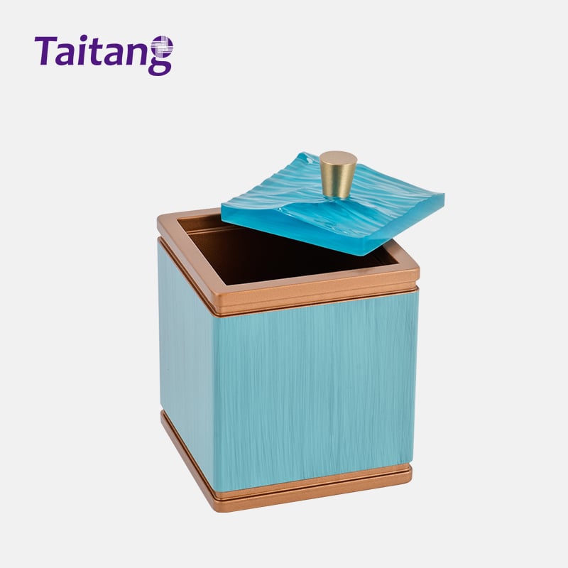 Luxury Ocean Wave Resin Hotel Amenities Set Blue & Gold Hospitality Tray Amenity Box for 5-Star Resorts