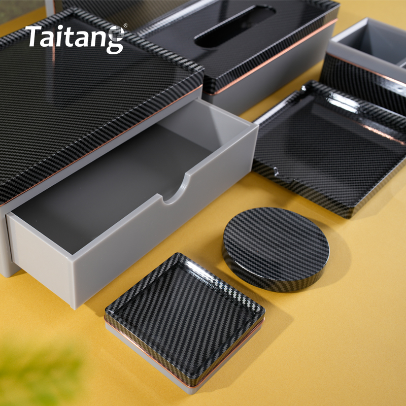 Modern Black Acrylic Hotel Room Amenities Set Luxury 5-Star Guest Room Accessories