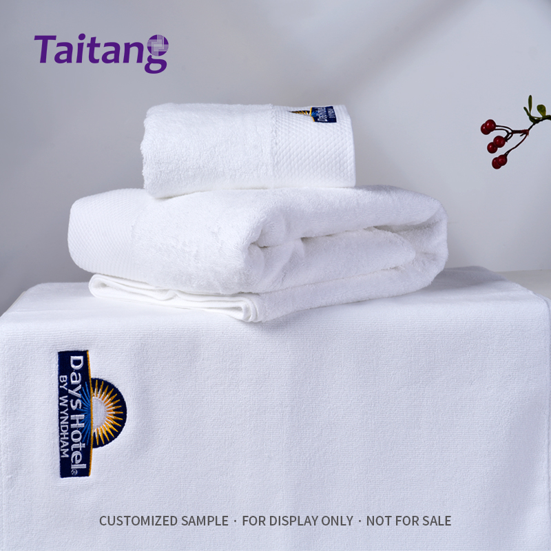 Hotel Towel Collection Luxury Embroidered White Cotton Bath Towels Wholesale