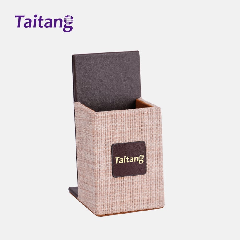 Woven Dark Brown Leather Luxury Hospitality Tray & Room Service Organizers for Eco-Luxury Hotels