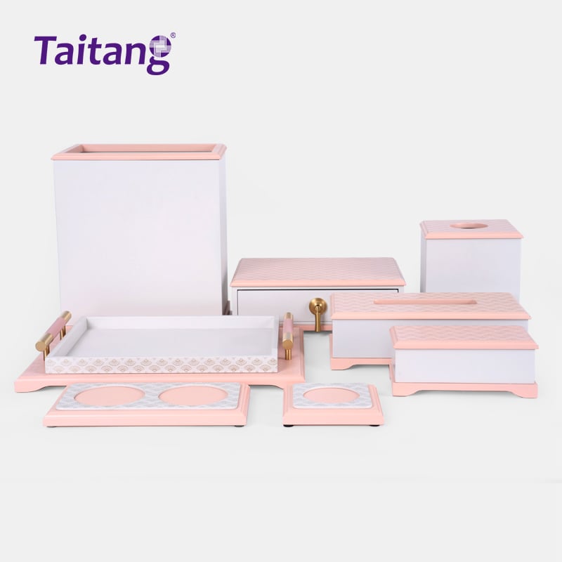 Pink & Gold Resin Hotel Room Amenities Art Deco Luxury 5-Star Guest Room Accessories