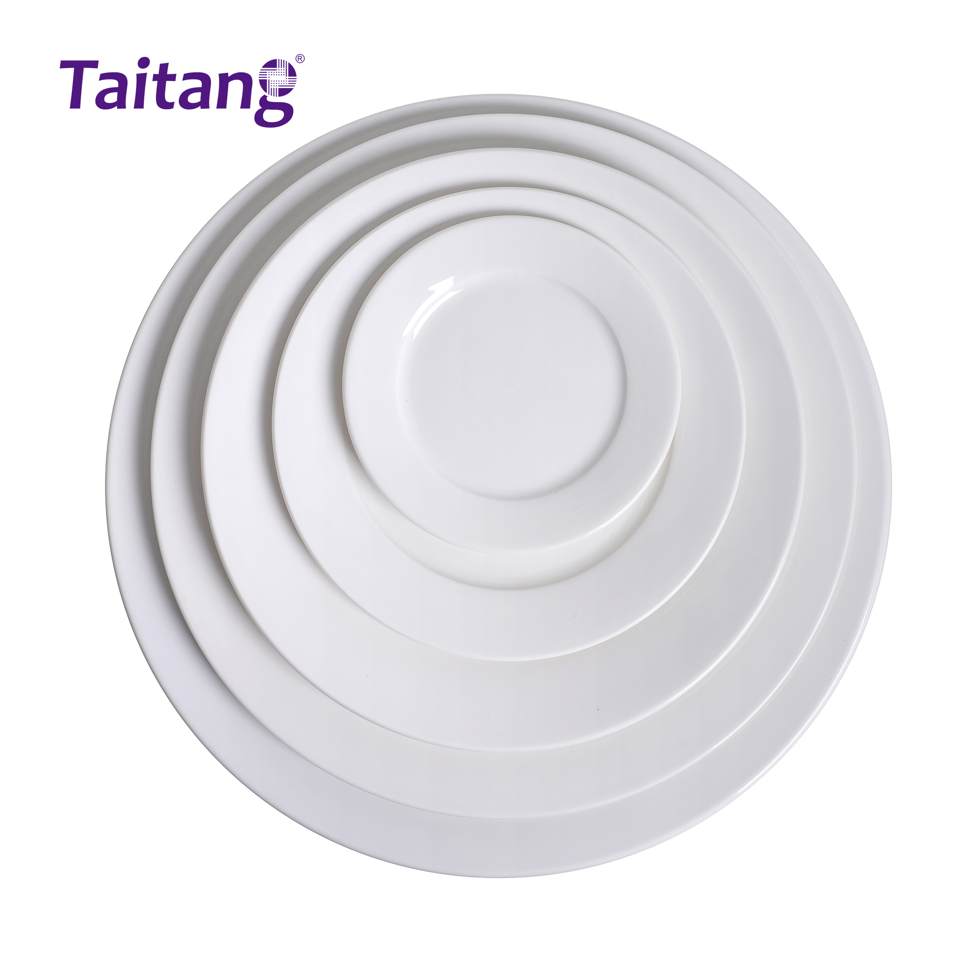 Hotel Flat Plate with Rim Durable Magnesia Porcelain Ceramic Dinnerware for Bulk Procurement