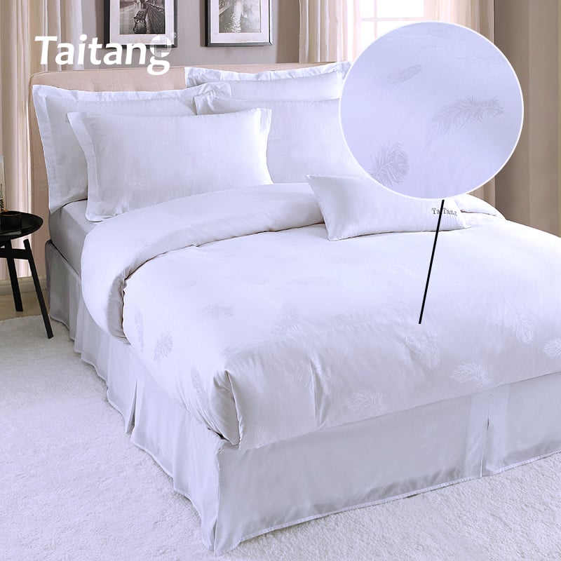Cotton Feather Jacquard Luxury Hotel Bedding Sets 300T Hotel Collection Bedding with Duvet Cover, Flat Sheets, and Pillowcases