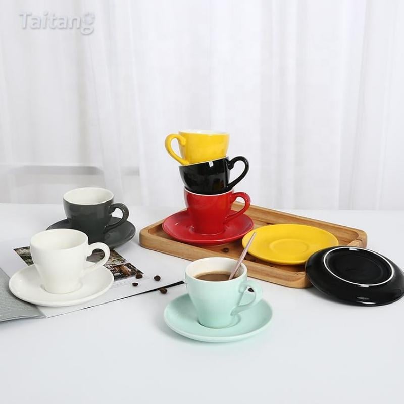 Viðskiptaþjónustu-keramík tülípuglas fyrir kaffi og undirskál, viðskiptaþjónustusetur, keramík kaffikrús fyrir kapútsínó og espresso