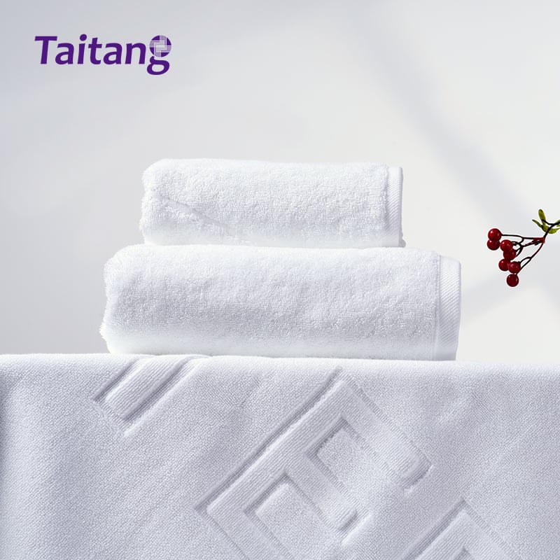 White Hotel Towel Set 100% Cotton Jacquard Bath Towels, Hand Towels & Bath Mats Wholesale