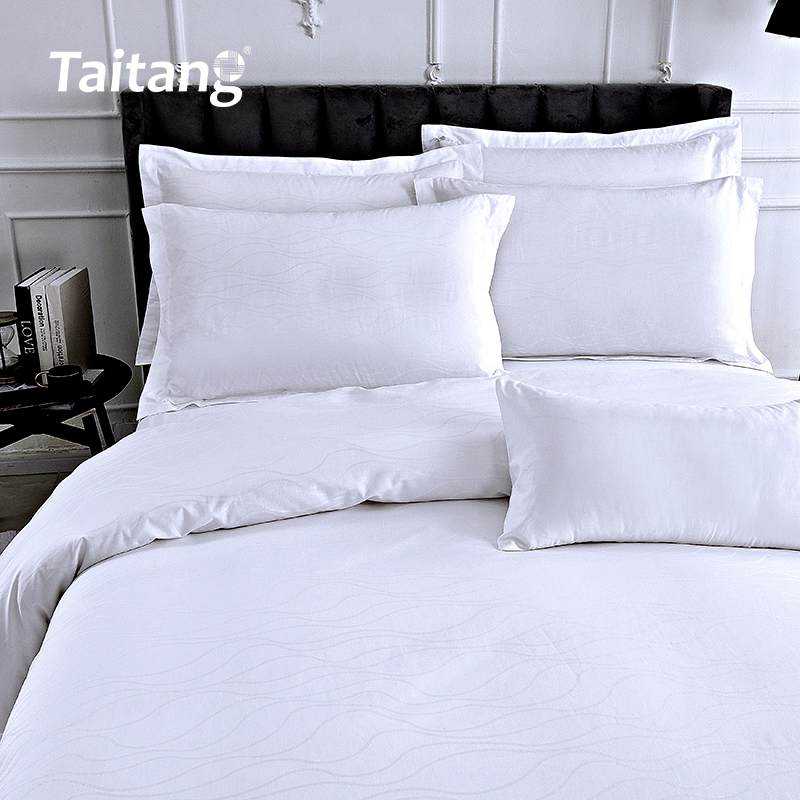 300T Cotton Sateen Water Ripple Jacquard Hotel Suite Bedding Hotel Bed Sheets & Luxury Hotel Duvet Cover