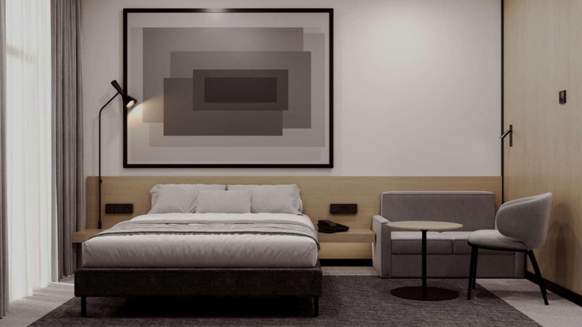 Modern guestroom interior rendering showing clean bed linen setup at Ibis Almaty East.jpg