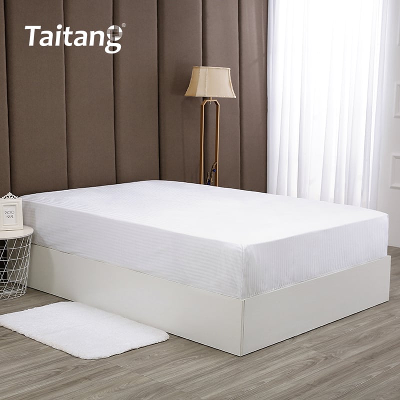 Premium Cotton Satin 1cm Stripe Fitted Sheet Luxury Hotel Bed Linen & Suite Bedding for Hotel Collection