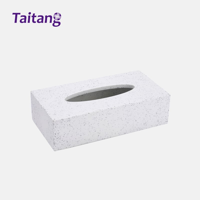 White Resin Bathroom & Guestroom Accessory Set Luxury Speckled Stone Amenity Tray for Hospitality