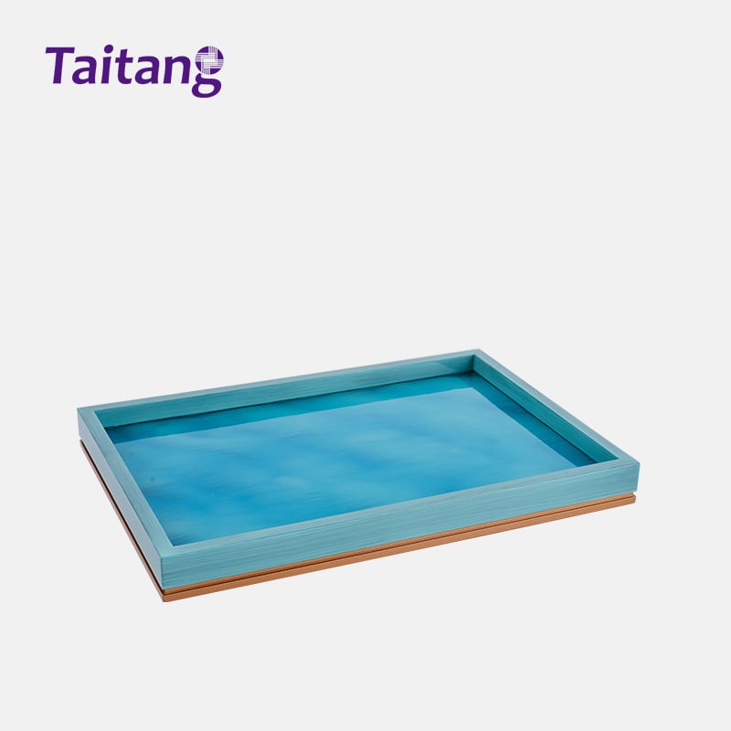 Luxury Ocean Wave Resin Hotel Amenities Set Blue & Gold Hospitality Tray Amenity Box for 5-Star Resorts